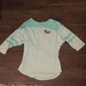 turquoise shirt from pink